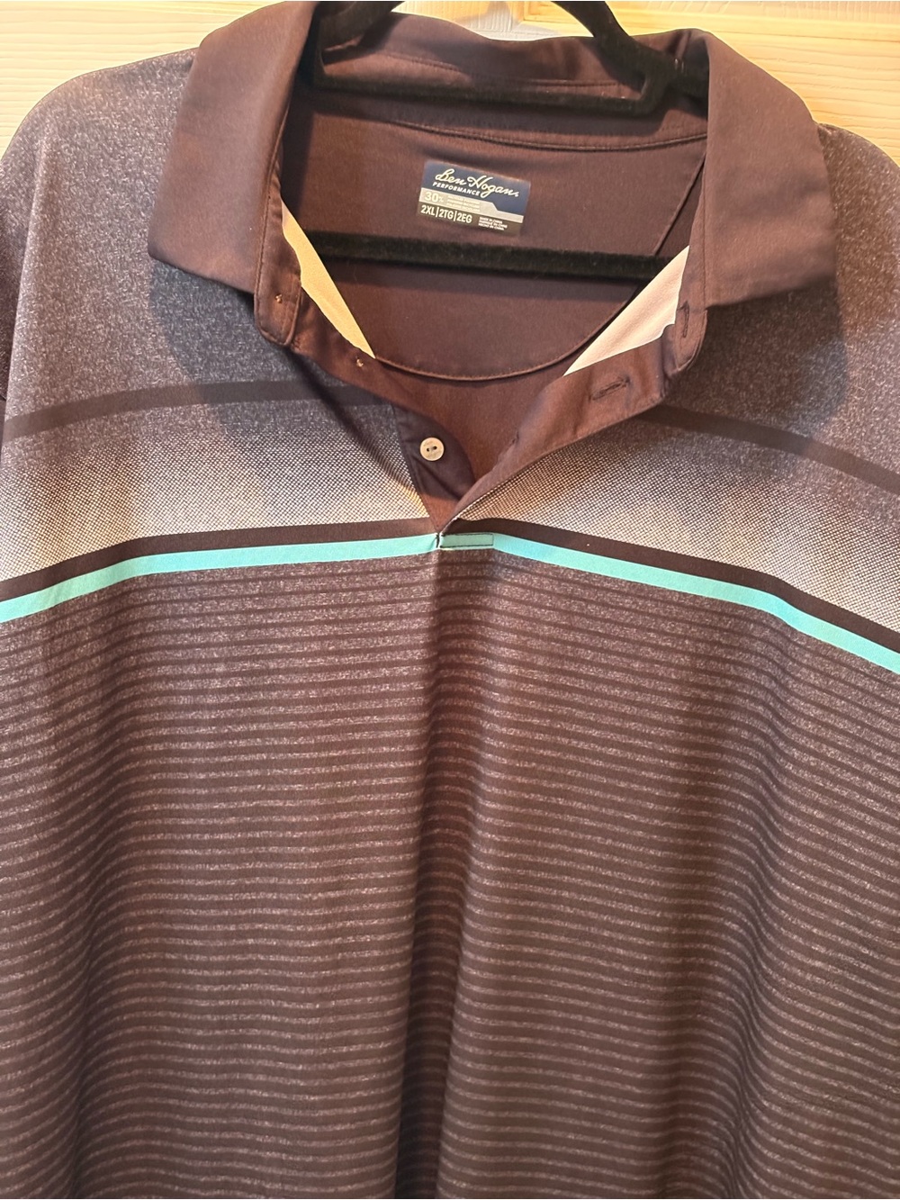 Hogan Men's Brown Polo with Teal Stripe